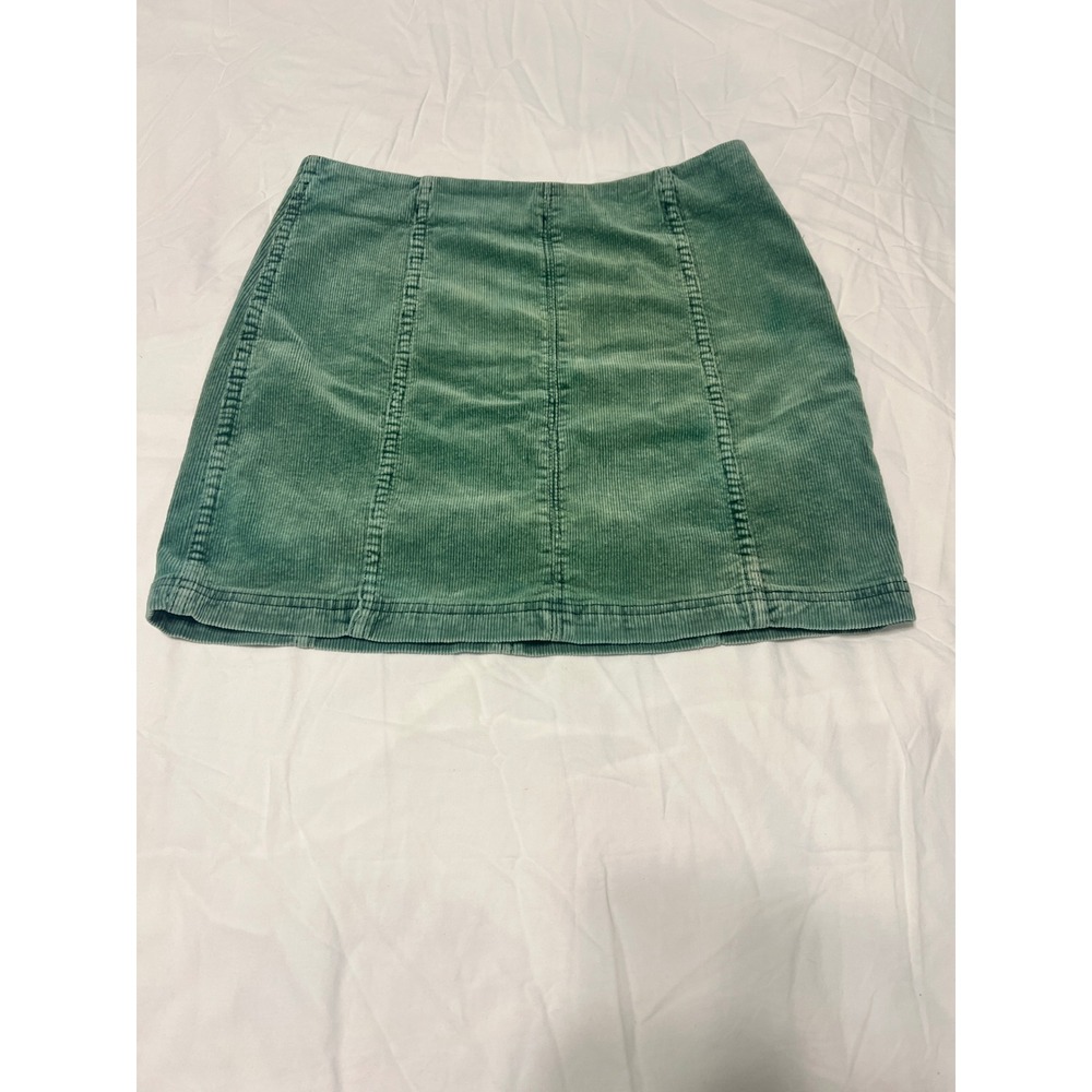 Karlie Women Green Corduroy Mini Skirt High Waisted Seamed Size L NKS205403